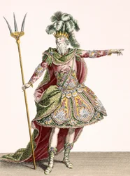 Kostym för Neptunus i flera operor, graverad av Rene Gaillard (ca 1719-90) ca 1780